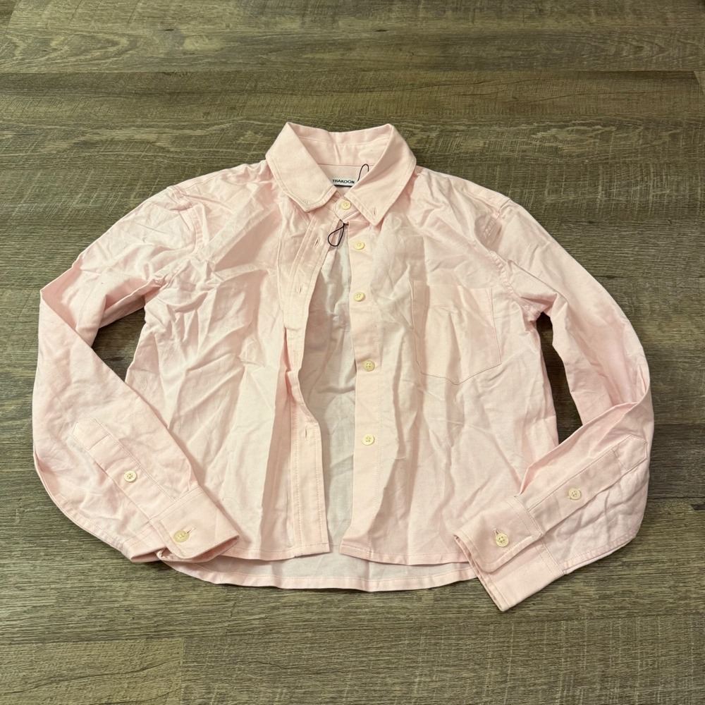 Thakoon Cropped Oxford Light Pink Button Up Shirt